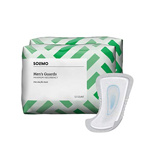 Book Cover Amazon Brand - Solimo Incontinence Guards for Men, Maximum Absorbency, 104 Count (2 packs of 52)