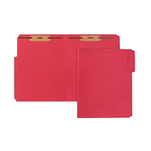 50 Red Fastener File Folders - 1/3 Cut Reinforced Tab - Durable 2 Prongs Bonded Fastener Designed to Organize Standard Medical Files, Law Client Files, Office Reports - Letter Size, Red, 50 Pack