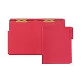 50 Red Fastener File Folders - 1/3 Cut Reinforced Tab - Durable 2 Prongs Bonded Fastener Designed to Organize Standard Medical Files, Law Client Files, Office Reports - Letter Size, Red, 50 Pack