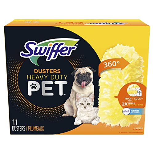 Swiffer Pet Heavy Duty Dusters Refills, Multisurface 360 Dusters with Febreze Odor Defense, 11 Count