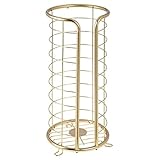 mDesign Metal Toilet Paper Holder Stand - Storage Reserve for 3 Rolls of Toilet Tissue - Freestanding Stylish Bathroom Floor Paper Stand - Omni Collection - Soft Brass