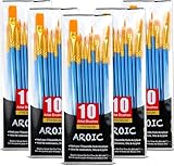 Acrylic Paint Brush Set, 5 Packs / 50 pcs Nylon Hair Brushes for All Purpose Oil Watercolor Painting Artist Professional Kits