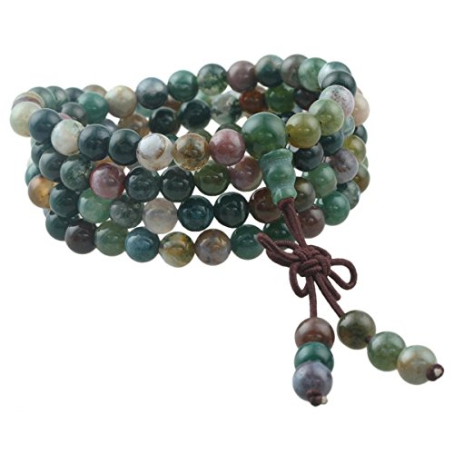 SUNYIK 108 Stone Wrist Mala Bracelet,Necklace,Tibetan Buddhist Prayer Beads