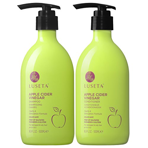 Luseta Apple Cider Vinegar Shampoo and Conditioner Set for Damaged and Oily Hair, 2x16.9oz