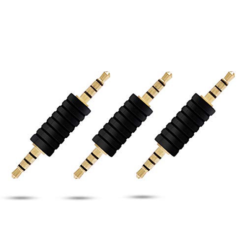 LANMU 3.5mm Audio Adapter,3.5mm Jack Male to Male Adapter Connectors,3.5mm Headphone Stereo AUX Adapter (3 Pack)