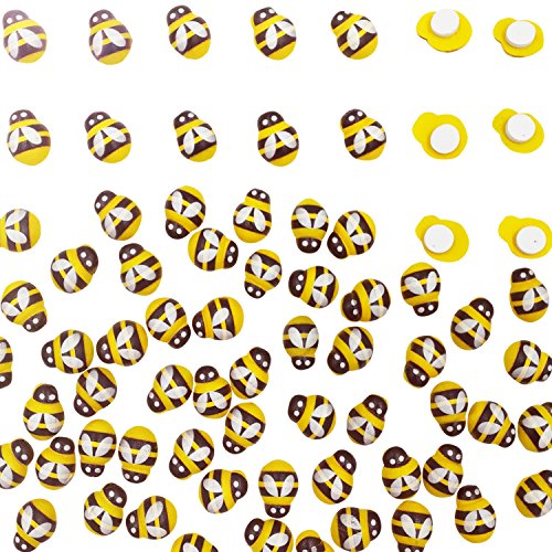 200 Pieces Tiny Wooden Bee Embellishments Painted Flatback Wood Bumble Bee for Craft Scrapbooking DIY Decoration