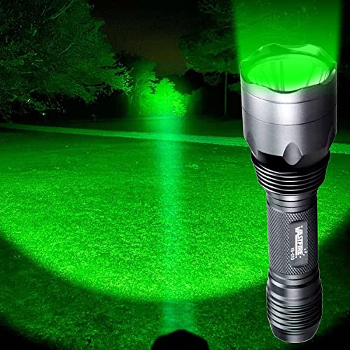 VASTFIRE Hunting Light 1000 Lumen 350 Yards Green LED Tactical Flashlight Rechargeable Battery Adaptor for Bow Hog Rabbit Wild Pig Varmint Predator Night Hunt Fishing