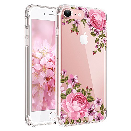 JAHOLAN iPhone 6 Case, iPhone 6S case Girl Floral Clear TPU Soft Slim Flexible Silicone Cover Phone case for iPhone 6 iPhone 6S - Pink Rose Floral