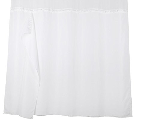 YQN Shower Curtain Liner with Snaps 70" W x 54" H Waterproof Polyester Fabric Bath Curtain with Magnet White