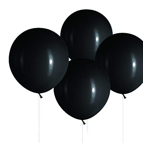 MOWO 18" Black Big Balloons Round Latex Helium Balloons for Party Decoration, Pack of 24