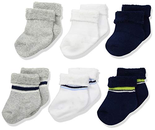 GERBER Baby Boys' 6-Pair Wiggle Proof Sock, Stripes, 6-9 Months