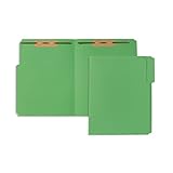 50 Green Fastener File Folders- 1/3 Cut Reinforced tab- Durable 2 Prongs Bonded Fastener Designed to Organize Standard Medical Files, Law Client Files, Office Reports- Letter Size, Green, 50 Pack
