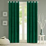Roslynwood Blackout Velvet Curtains Velvet Energy Efficient Grommet Drapes Dark Green 96 inch Thermal Insulated for Bedroom 2 Panels (W52'' x L96'', Dark Green)