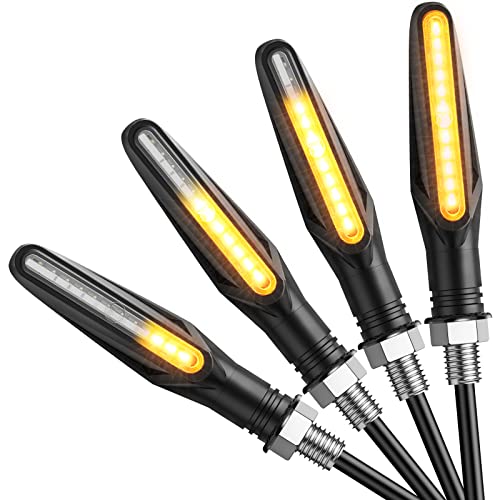 Justech 4 Pieces 12LEDS Motorcycle Indicators Amber Flowing Turn Signal Lights Motorbike Turning Indicators Motorcycle Front Rear Lights for Motorcycle Motorbike Scooter Quad Cruiser Off Road
