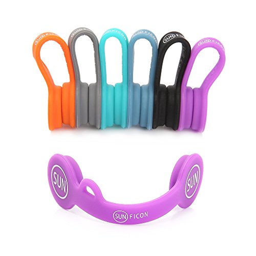 SUNFICON 6 Pack Magnetic Cable Clips Cable Organizers Earbuds Cords Winder Bookmark Clips Whiteboard Noticeboard Fridge Magnets USB Cable Manager Keeper Wrap Ties Straps for Home Kitchen,Office,School