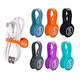 SUNFICON 6 Pack Magnetic Cord Organizers Cable Clips Cable Straps Silicone Twist Ties Colorful Headphone Cord Keeper Holder Manager Bookmark Whiteboard Fridge Magnet Keychain Gift Home,Office,School