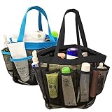 DanziX Mesh Shower Caddy Portable,Mesh Shower Bag for College Dorm Room Essentials,with 8-Pocket Large Capacity for Beach,Gym,Travel& Camping-Black,Blue