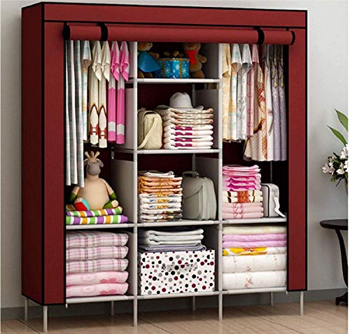 Maison & Cuisine  6+2 Layer Fancy And Portable Foldable Collapsible Closet/Cabinet (Need To Be Assembled) (88130) (Wine Red)