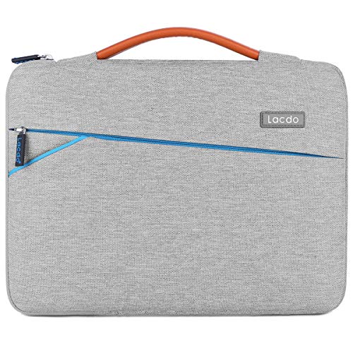 Lacdo 360° Protective Laptop Sleeve Case Briefcase Compatible 15.6 Inch Acer Aspire, Predator, Toshiba, Inspiron, ASUS P-Series, HP Pavilion, Lenovo Chromebook Notebook Bag, Water Repellent, Gray