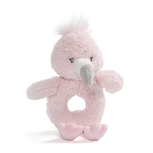 Baby GUND Toothpick Flamingo Rattle Plush Stuffed Animal 7.5", Pink