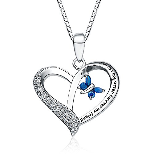 FANCYCD"Always My Sister Forever My Friend" Love Heart Necklace, 18", Jewelry for Women & Girls, Birthday Gifts for Sister, Best Friends