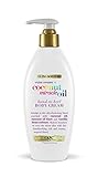 OGX Extra Creamy + Coconut Miracle Oil Hand-to-Heel Body Cream with Vanilla Bean, Fast-Absorbing Body Lotion for Dry Skin, Paraben-Free and Sulfated-Surfactants Free, 6 fl oz