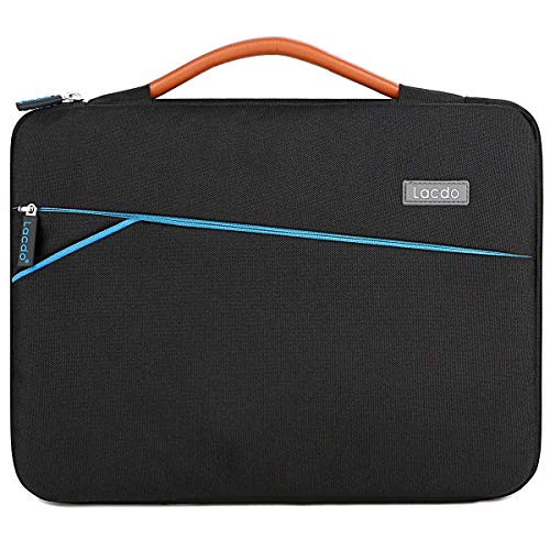 Book Cover Lacdo 360° Protective Laptop Sleeve Case Briefcase Compatible 15.6 Inch Acer Aspire, Predator, Toshiba, Dell Inspiron, ASUS P-Series, HP Pavilion, Lenovo Chromebook Notebook Bag, Water Repellent Black