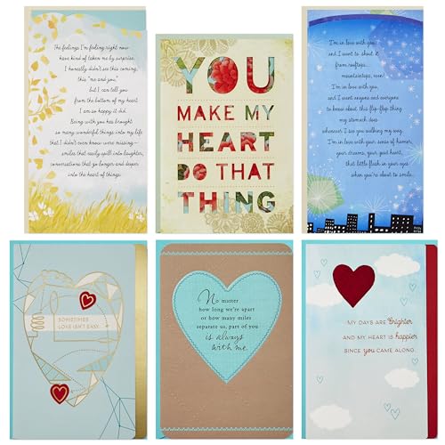 Hallmark Love Card Assortment (6 Cards with Envelopes) for New Relationship, Miss You, Time Apart, Just Because
