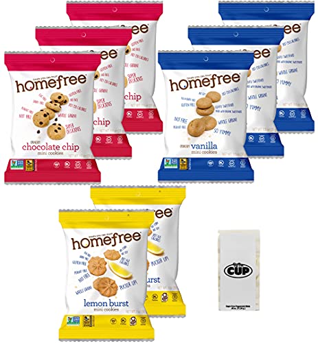 Book Cover Homefree Gluten Free Cookies 3 Flavor Variety Pack, 8 Count with By The Cup Mints