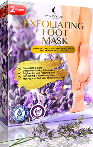 Foot Peel Mask 2 Pairs Baby Foot Exfoliating Foot Peel Mask for Smooth Soft Touch Feet Peeling away Calluses Dead Skin Remover Foot Exfoliator Gel Socks with Natural Lavender Extract