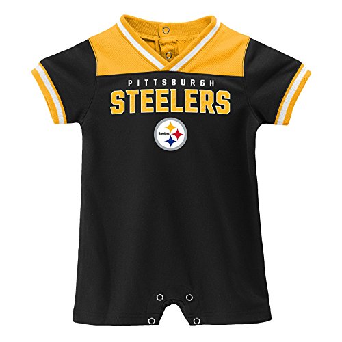 NFL Pittsburgh Steelers Infant Outerstuff "Game Day" Short Sleeve Romper, 6-9 Months, Black
