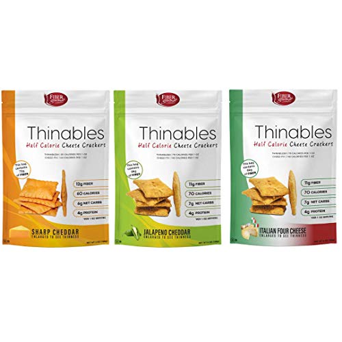 Thinables Assortment Bundle, High Fiber Low Carb Snack Crackers, 3 bags, 6 ounces each