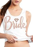 Bride Shirts for Bachelorette Party - Rose Gold Diamond Bride Tank Top - Wedding Day Shirt - Small - White Tank(Diam.BRD Rs.Gld) Wht/Sml