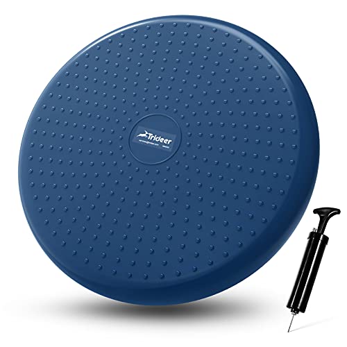Trideer Inflated Wobble Cushion - Wiggle Seat for Sensory Kids(Multiple Colors), Core Balance Disc (Extra Thick), Flexible Seating for All Age(Office & School & Home) (Ink Blue)