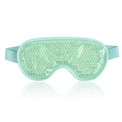 Book Cover NEWGO Cooling Eye Mask Reusable Gel Eye Mask for Puffy Eyes, Ice Eye Mask Cold Eye Mask Frozen with Plush Backing for Headache, Migraine, Stress Relief - Green