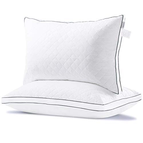 Book Cover VECELO Hotel Bed Pillows For Sleeping 2 Pack 100% Hypoallergenic, Supportive Neck Pain Relief, Soft Plush Fiber Fill For Side/Back Sleeper Queen, White
