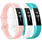Vancle for Fitbit Alta HR/Ace Bands and Alta Bands, Adjustable Replacement Accessories Wristbands for Fitbit Ace/Alta and Alta HR, Pink White Teal, Small