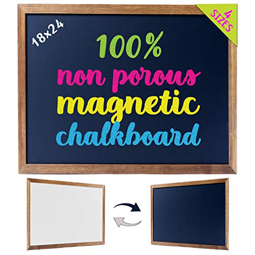 Cedar Markers 24"x18" Best Homeschool Big Chalkboard with Wood Frame. 100% Non-Porous Erasable Blackboard and Whiteboard for Liquid Chalk Markers. Magnet Board Chalk Board (24x18)