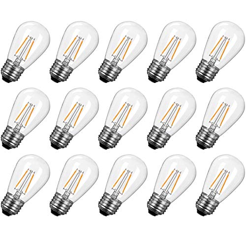 Brightown Shatterproof LED S14 Replacement Light Bulbs-E26 E27 Medium Screw Base Edison Bulbs Equivalent to 11 W, Fits for Commercial Outdoor Patio Garden Vintage Lights, 15-Pack, Warm White