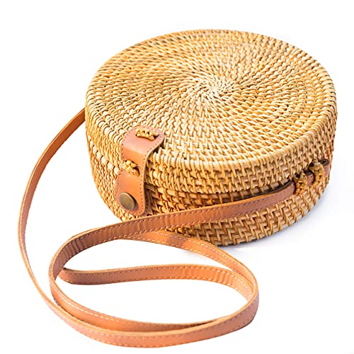 Book Cover Busy Mom Round rattan woven bag with linen and butterfly buttons woven handbags