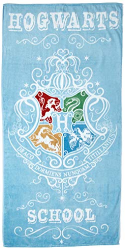 Book Cover Jay Franco Harry Potter School Kids Bath/Pool/Beach Featuring The Houses of Hogwarts-Super Soft & Absorbent Fade Resistant Cotton Towel, Light Blue