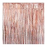 UTOPP 2 Pack Rose Gold Foil Fringe Curtains Photo Backdrop Party Decorations, 3ft x 8 ft Shiny Metallic Tinsel Party Door Curtain Photo Booth Props for Birthday Wedding Party Decor