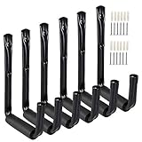 Ihomepark Heavy Duty Garage Storage Utility Hooks with Jumbo Arm Wall Mount Bicycle Hanger & Organizer for Ladder Tool Chair Hose(6 Pack-Black)
