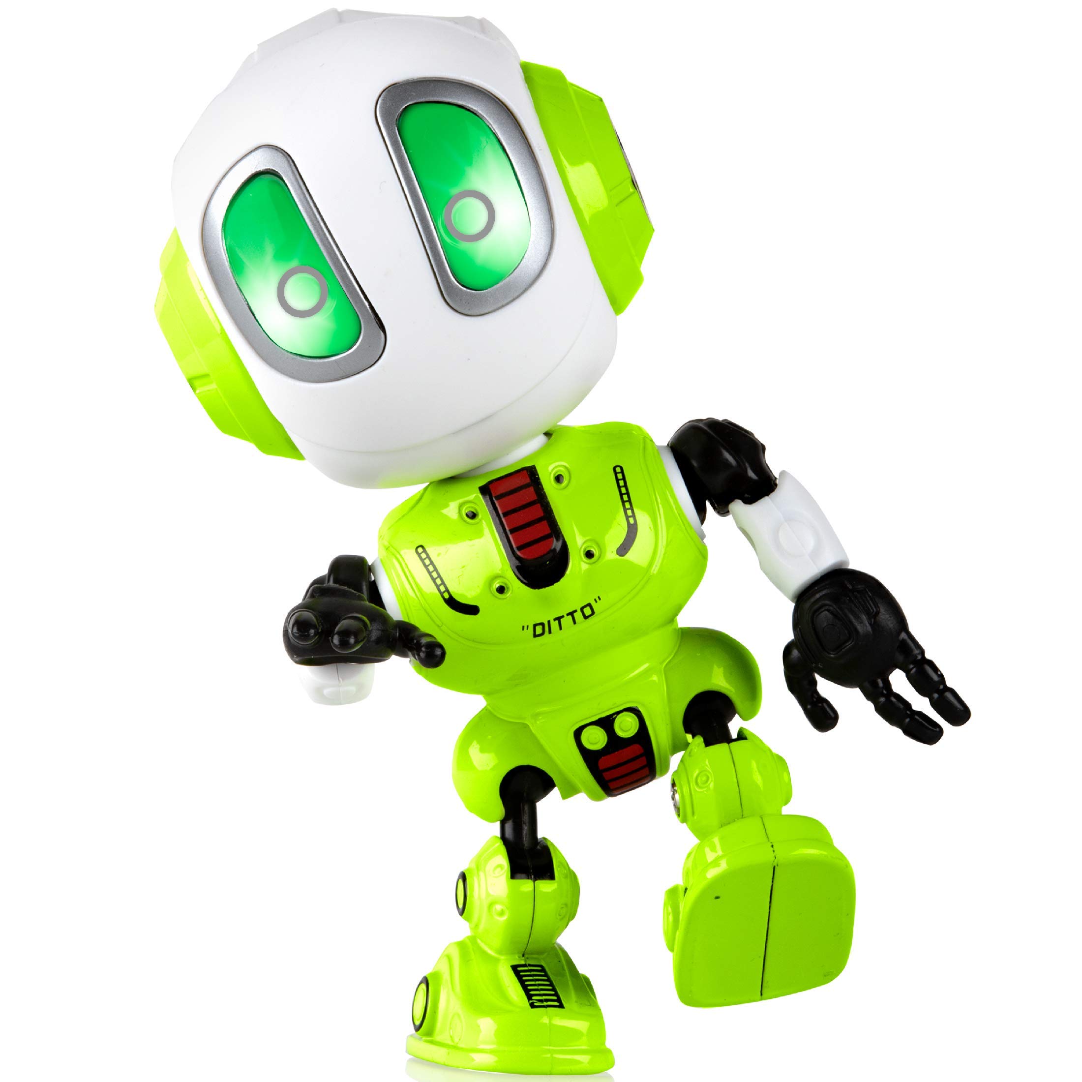Force1 Ditto Mini Talking Robot for Kids - Robot Voice Changer Toy with Posable Body and LED Eyes, Green