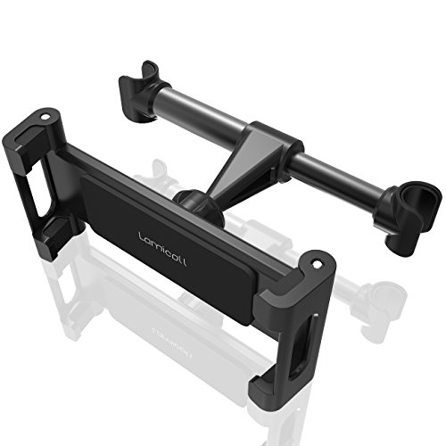 Car Tablet Headrest Mount, Lamicall Tablet Holder: Back Seat Stand Cradle Compatible with New iPad 2018 Pro 9.7, 10.5, 12.9, Air Mini 2 3 4, Accessories, Tab, 4.7~13" Smartphones and Tablets - Black