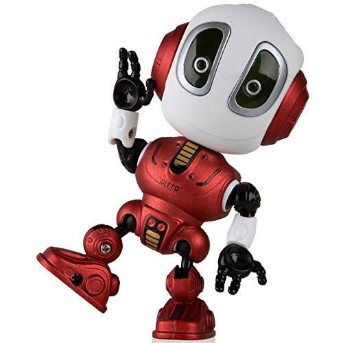 Toy Robots for Boys or Girls - Ditto Mini Talking Robots for Kids w/ Posable Body, LED Light Up Toys Interactive Voice Changer Robot Travel Toys (Fire Red)