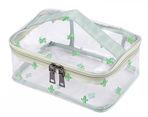 WODISON Clear Travel Cosmetic Bag Makeup Train Case Organizer with Top Handle