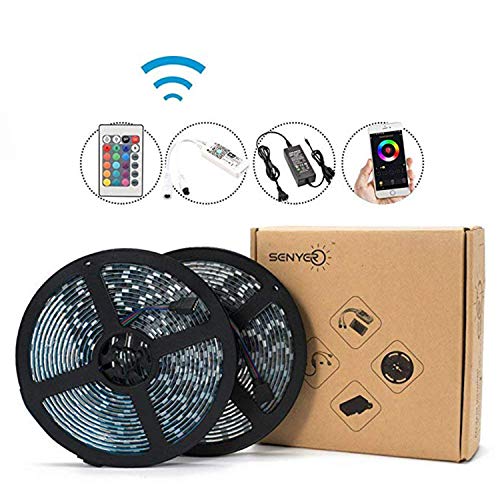 LED Light Strip Kitï¼ŒSuper Bright 32.8ft SMD 5050 RGB 600 Light Strips UL Listed 12V5A Power Adapter + Wi-Fi Controller +24 Key Remote