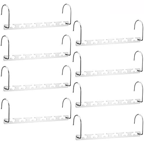 Meetu Space Saving Hangers Metal Clothes Hangers 6X2 Slots Magic Hanger Cascading Hanger Updated Hook Design Closet Organizer Hanger (Pack of 8)