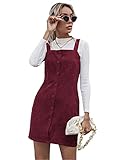 Floerns Women's Corduroy Button Down Pinafore Overall Dress with Pockets